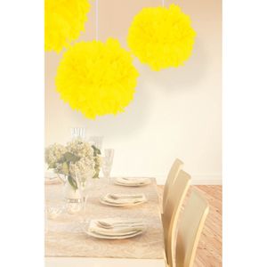 3x stuks decoratie pompom neon geel 30 cm