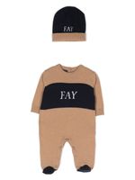 Fay Kids ensemble pyjama-bonnet à logo intarsia - Tons neutres - thumbnail