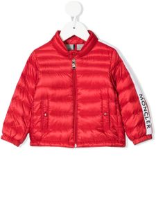 Moncler Enfant veste matelassée à bandes logo - Rouge