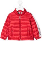 Moncler Enfant veste matelassée à bandes logo - Rouge