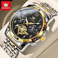OLEVS Heren Quartz horloges Luxe Grote wijzerplaat Modieus Zakelijk Weergave maanfase Lichtgevend Chronograaf WATERDICHT Legering Horloge Lightinthebox