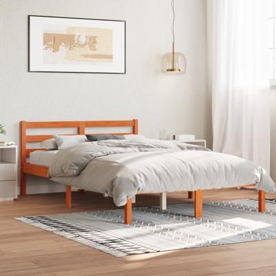 Bedframe zonder matras massief grenenhout wasbruin 150x200 cm