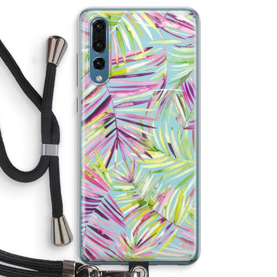 Tropical Palms Blue: Huawei P20 Pro Transparant Hoesje met koord
