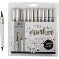 Creativ Company Tekenstiften, lijndikte 1+2-5 mm, pastelkleuren, 12 stuk/ 1 doos