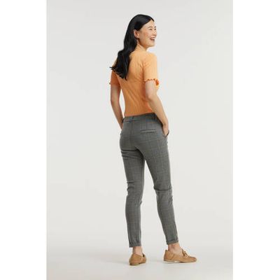SisterS Point geruite slim fit pantalon antraciet