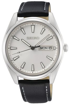Seiko SUR447P1 herenhorloge, saffierglas, zilverkleurige wijzerplaat 40,2 mm