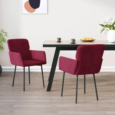 Eetkamerstoelen 2 st fluweel wijnrood
