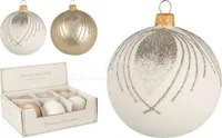 Kerstbal Glas Pauwenveer Ø10cm Assorti 1st