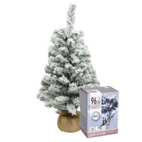 Mini kerstboom met sneeuw en helder witte verlichting 60 cm - thumbnail