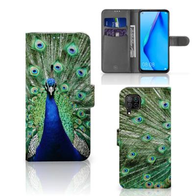 Huawei P40 Lite | Telefoonhoesje | Met pasjeshouder | Pauw