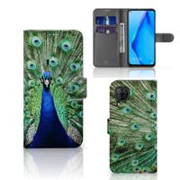 Huawei P40 Lite | Telefoonhoesje | Met pasjeshouder | Pauw