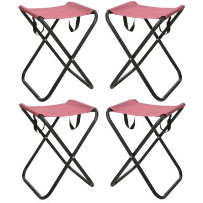 Redcliffs Outdoor Camping/outdoor krukje - 4x - Inklapbaar - roze - metaal/polyester - 30 x 60 cm