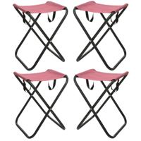 Redcliffs Outdoor Camping/outdoor krukje - 4x - Inklapbaar - roze - metaal/polyester - 30 x 60 cm