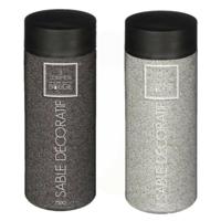 Atmosphera Decoratie zand - 2x potjes - grijs en zwart - 750 gram - Zandkorrels - hobby vulmateriaal