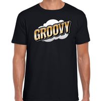 Groovy fun tekst t-shirt voor heren zwart in 3D effect