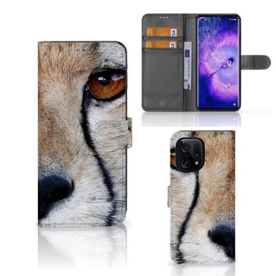 OPPO Find X5 | Telefoonhoesje | Met pasjeshouder | Cheetah