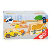 Small Foot houten knikkerbaan junior bouwplaats, 10dlg.
