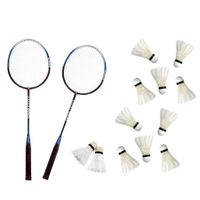 Badminton set zilver/blauw met 12x shuttles en opbergtas - thumbnail