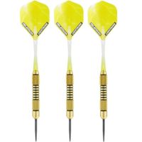 1x Set van 3 dartpijlen Speedy Yellow Brass 19 grams - thumbnail