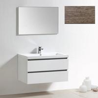 Badkamermeubelset Sanilux Trendline 100x47x50 cm 2 Kraangaten Antraciet Eiken