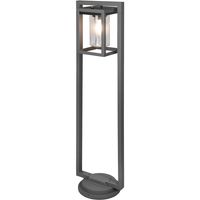 LED Tuinverlichting met Dag en Nacht Sensor - Staande Buitenlamp - Trion Lunka XL - E27 Fitting - Spatwaterdicht IP44 - Rechthoek - Mat Antraciet - Aluminium - thumbnail