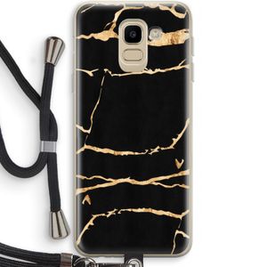 Gouden marmer: Samsung Galaxy J6 (2018) Transparant Hoesje met koord
