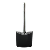 MSV Toiletborstel in houder/wc-borstel Aveiro - PS kunststof/rvs - zwart/zilver - 37 x 14 cm   -