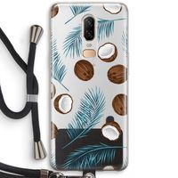 Kokosnoot roze: OnePlus 6 Transparant Hoesje met koord