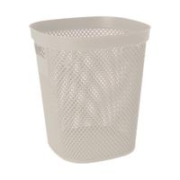 Afvalbak/vuilnisbak/kantoor prullenbak - kunststof met open structuur - creme wit - 12 liter