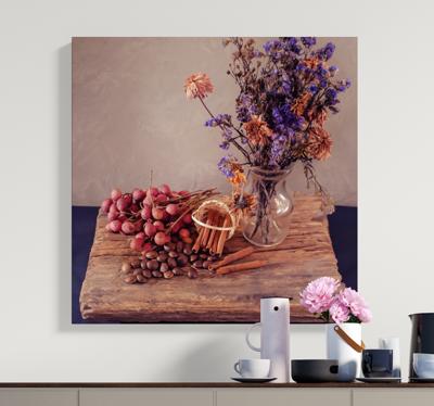 Canvas schilderij bloemen en fruit
