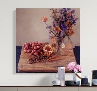 Canvas schilderij bloemen en fruit
