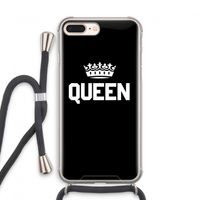 Queen zwart: iPhone 7 PLUS Transparant Hoesje met koord