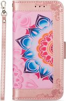 Samsung Galaxy S21 Plus hoesje - Bookcase - Koord - Pasjeshouder - Portemonnee - Mandalapatroon - Kunstleer - Roze - thumbnail