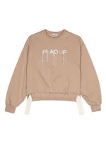 Pinko Kids sweat en coton à logo brodé - Marron