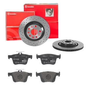 Remmenset, remschijf BREMBO, Remschijftype: Geperforeerd / Geventileerd, Inbouwplaats: Achteras: , u.a. für Audi, VW, Skoda, Seat