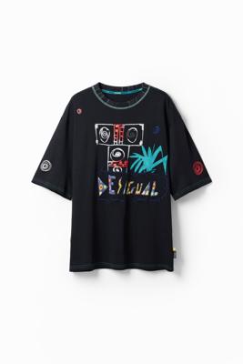 Desigual T-shirt met borduursels - BLACK - L