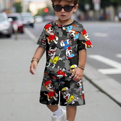 Boys' Cartoon Bear Print Short Sleeve Shirt and Shorts Set Multicolor-2 / 4Y