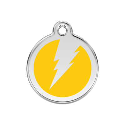 Flash Yellow roestvrijstalen hondenpenning medium/gemiddeld dia. 3 cm - Reddingo
