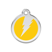 Flash Yellow roestvrijstalen hondenpenning medium/gemiddeld dia. 3 cm - Reddingo