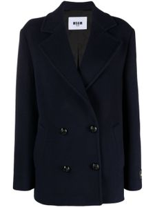 MSGM veste croisée à patch logo - Bleu