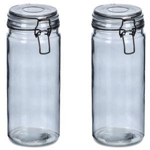 Zeller Weckpotten/inmaakpotten - 2x - 1L - glas - met beugelsluiting - D10 x H20 cm - Weckpotten