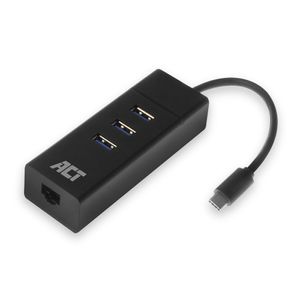 ACT AC6400 USB-C HUB | 3x USB-A | Ethernet | Zwart