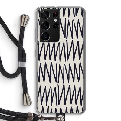 Marrakech Zigzag: Samsung Galaxy S21 Ultra Transparant Hoesje met koord