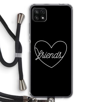 Friends heart black: Samsung Galaxy A22 5G Transparant Hoesje met koord