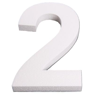 Piepschuim cijfer 2 jaar - H25 cm - hobby/knutselmateriaal - DIY - Knutselen - Cijfers zelf maken