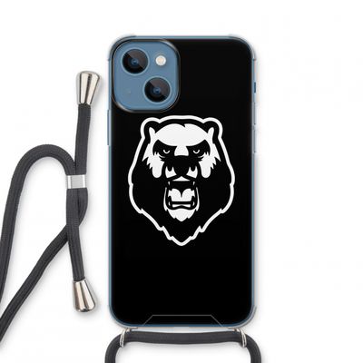 Angry Bear (black): iPhone 13 mini Transparant Hoesje met koord
