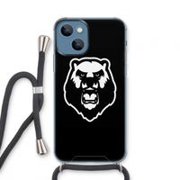 Angry Bear (black): iPhone 13 mini Transparant Hoesje met koord