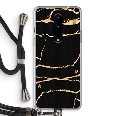Gouden marmer: OnePlus 8 Transparant Hoesje met koord
