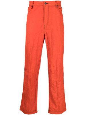 Eckhaus Latta pantalon droit à effet froissé - Rouge