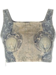 Marine Serre haut bustier Regenerated en jean - Bleu